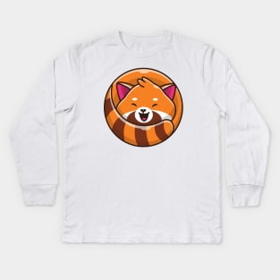 Cute Happy Red Panda Cartoon Kids Long Sleeve T-Shirt